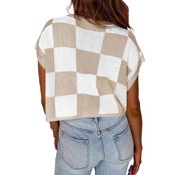 Size XL Gingham Goals Knit Top - Picture 2 of 5